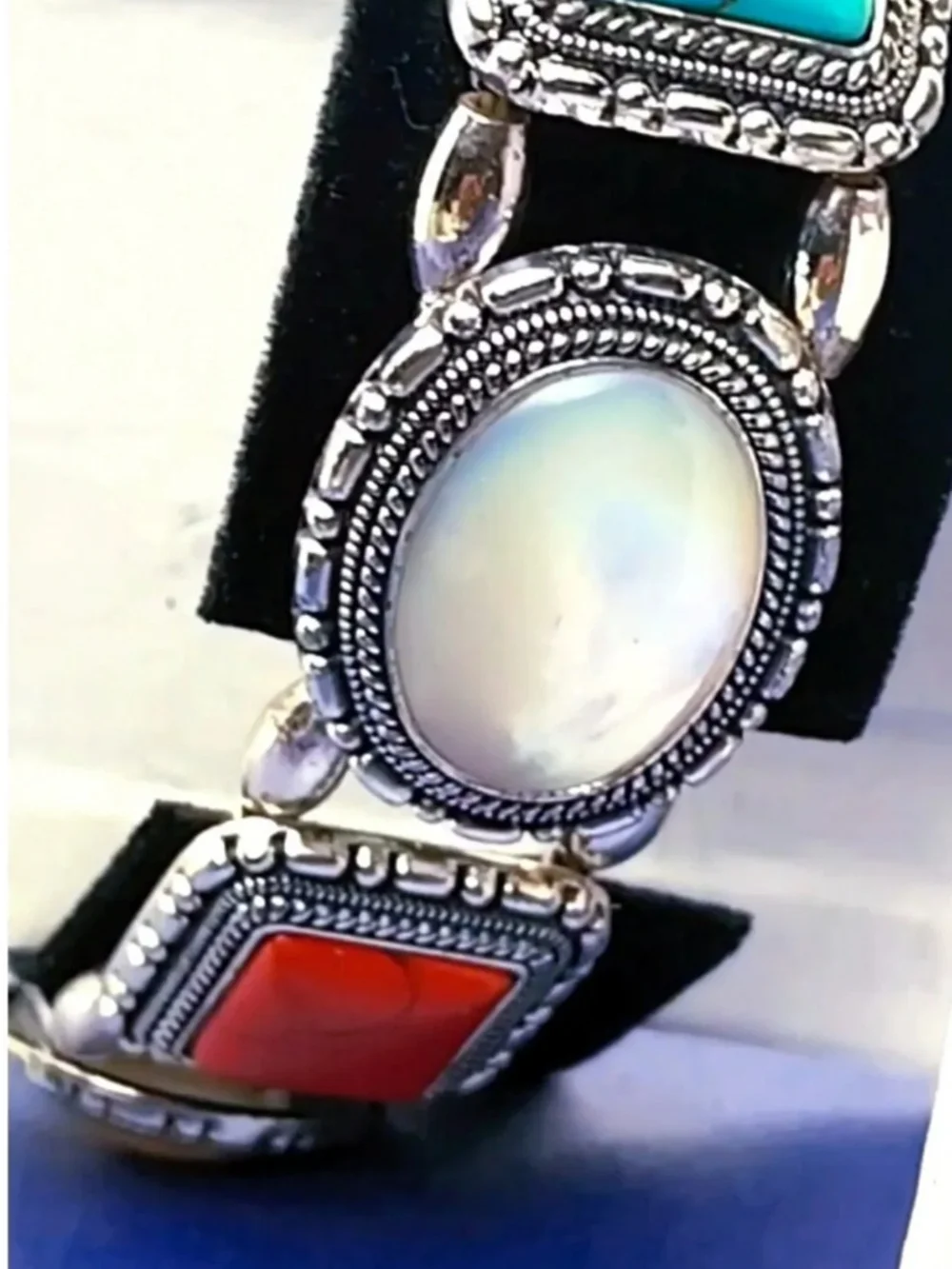 Sterling Silver- Precious Stones Women's Bracelet Watch